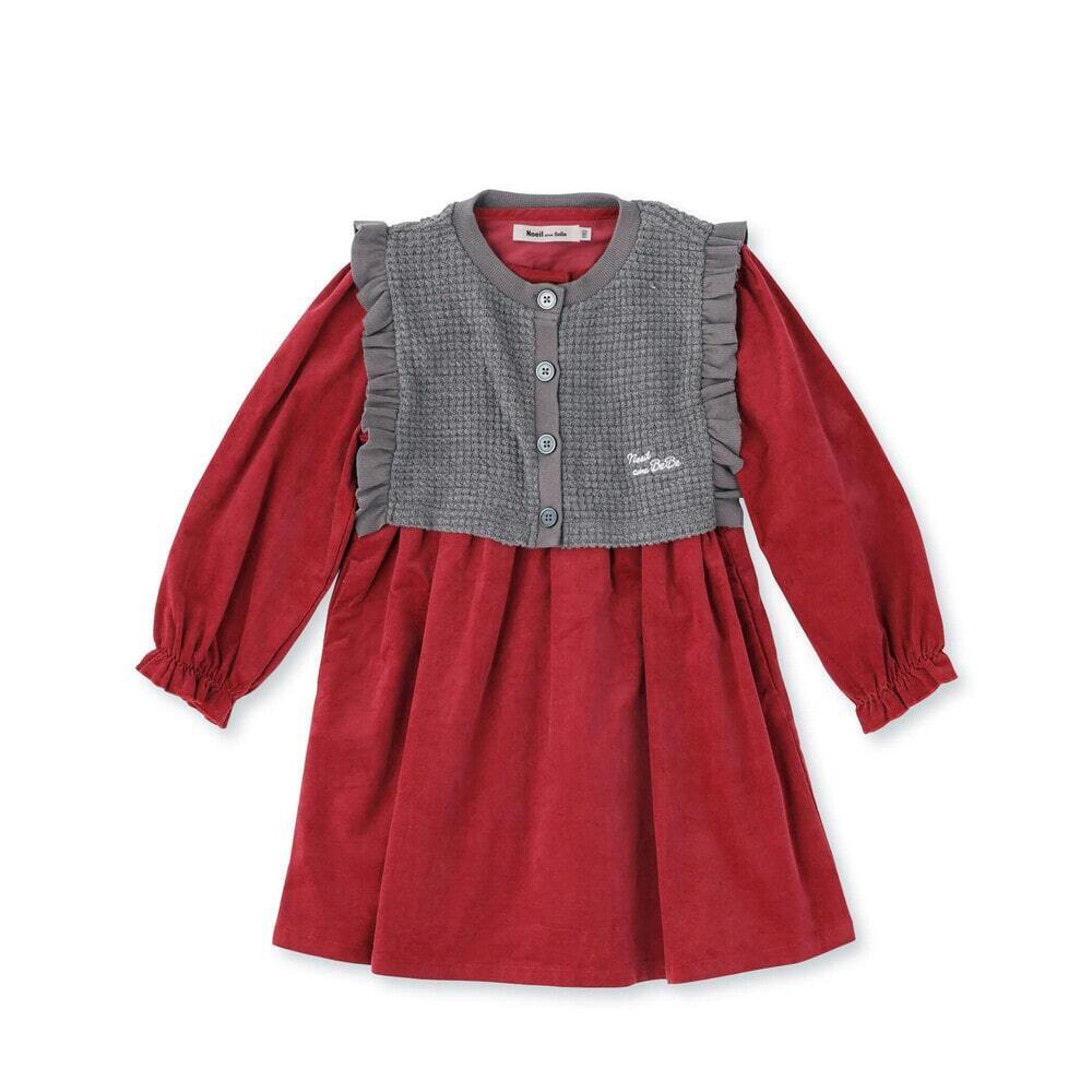 Noeil aime BeBe シャツコールワンピース＆ワッフルベストセット