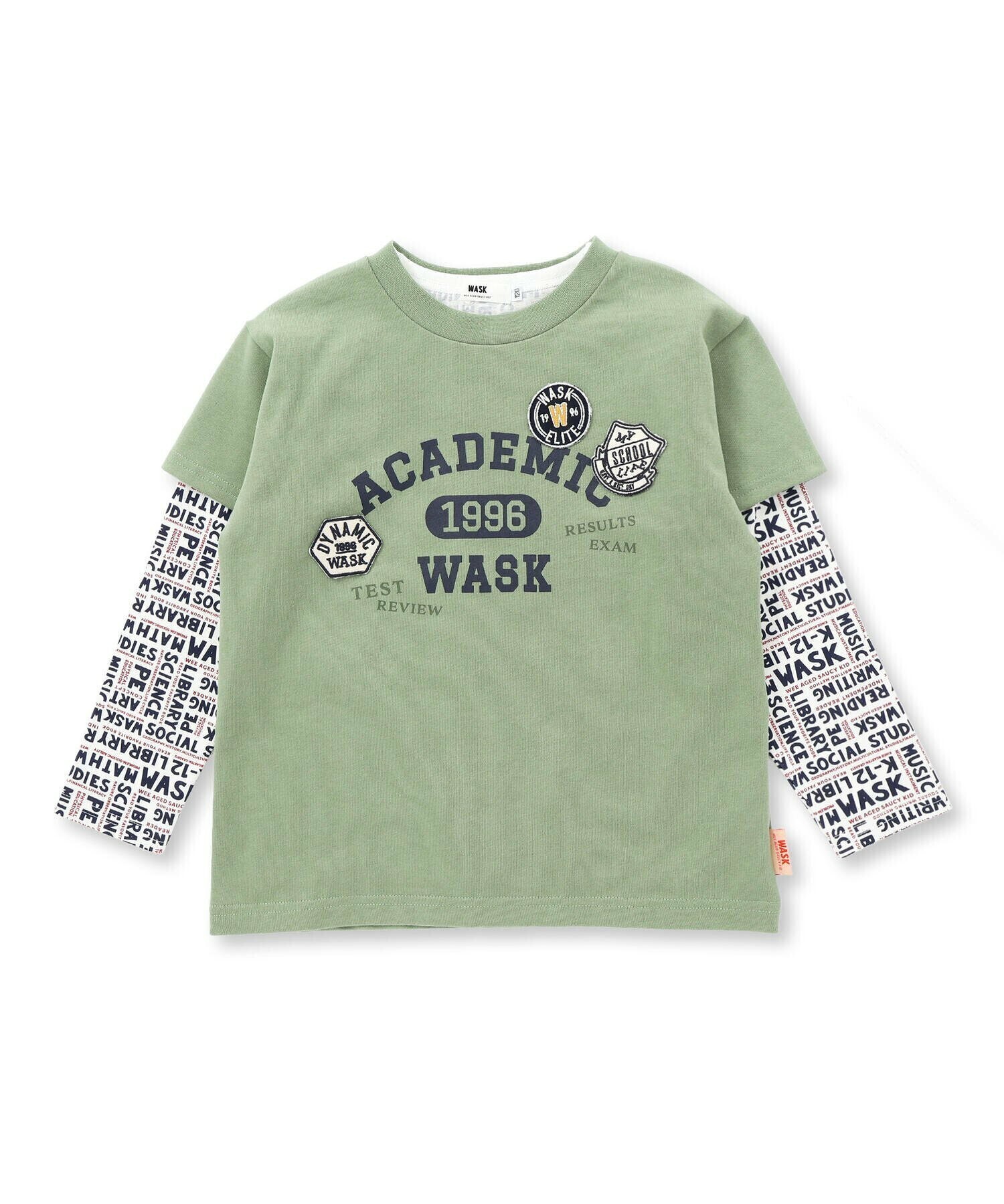 WASK WASK  ワッペンTシャツ+ロゴ柄ロンT セット