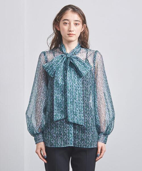 UNITED ARROWS オーガンジー リボンボウタイ ブラウス