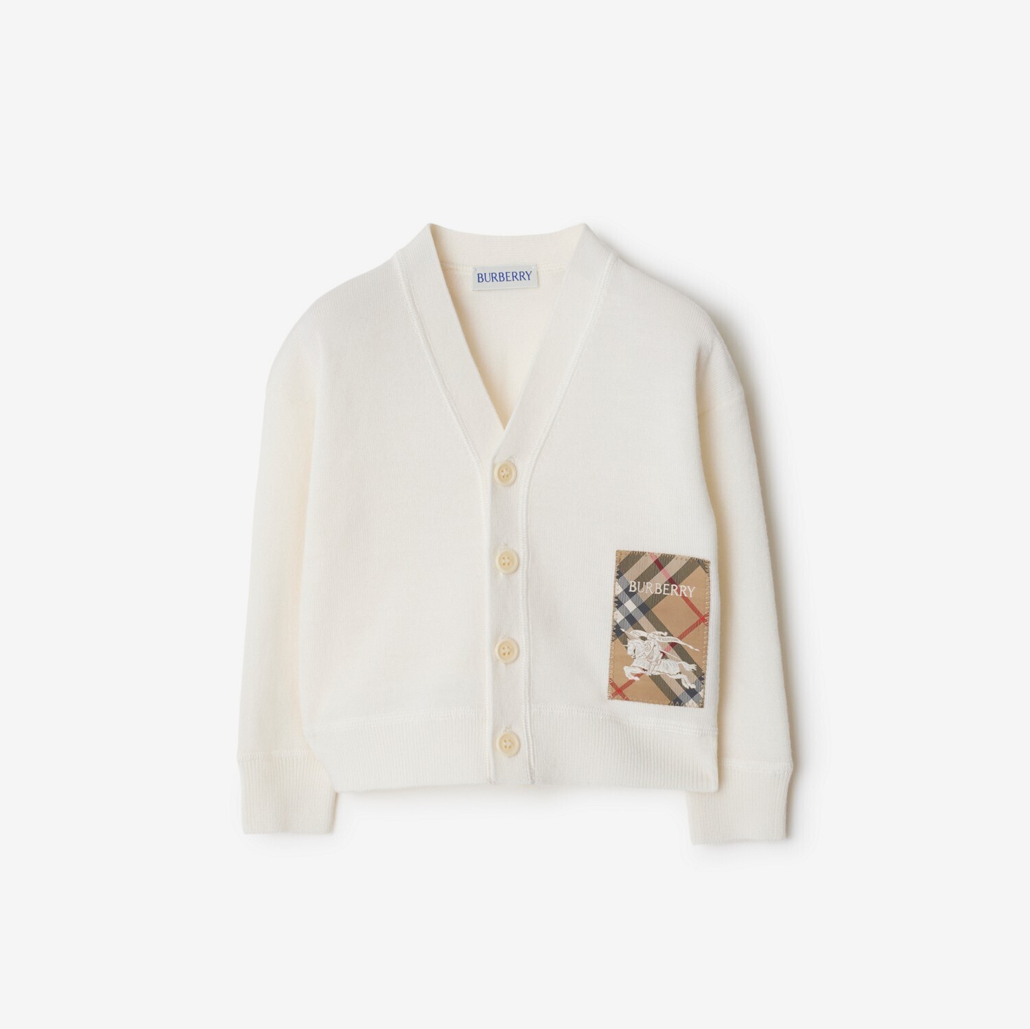 BURBERRY チェックラベル ウールカーディガン