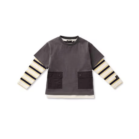BeBe サイドポケット半袖Tシャツ+ボーダー長袖Tシャツセット