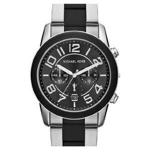 Michael Kors Silver and Black Mercer Watch MK8321