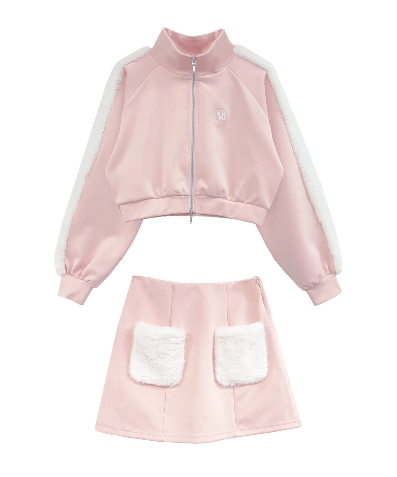 Rosé Muse fake fur point track skirt set