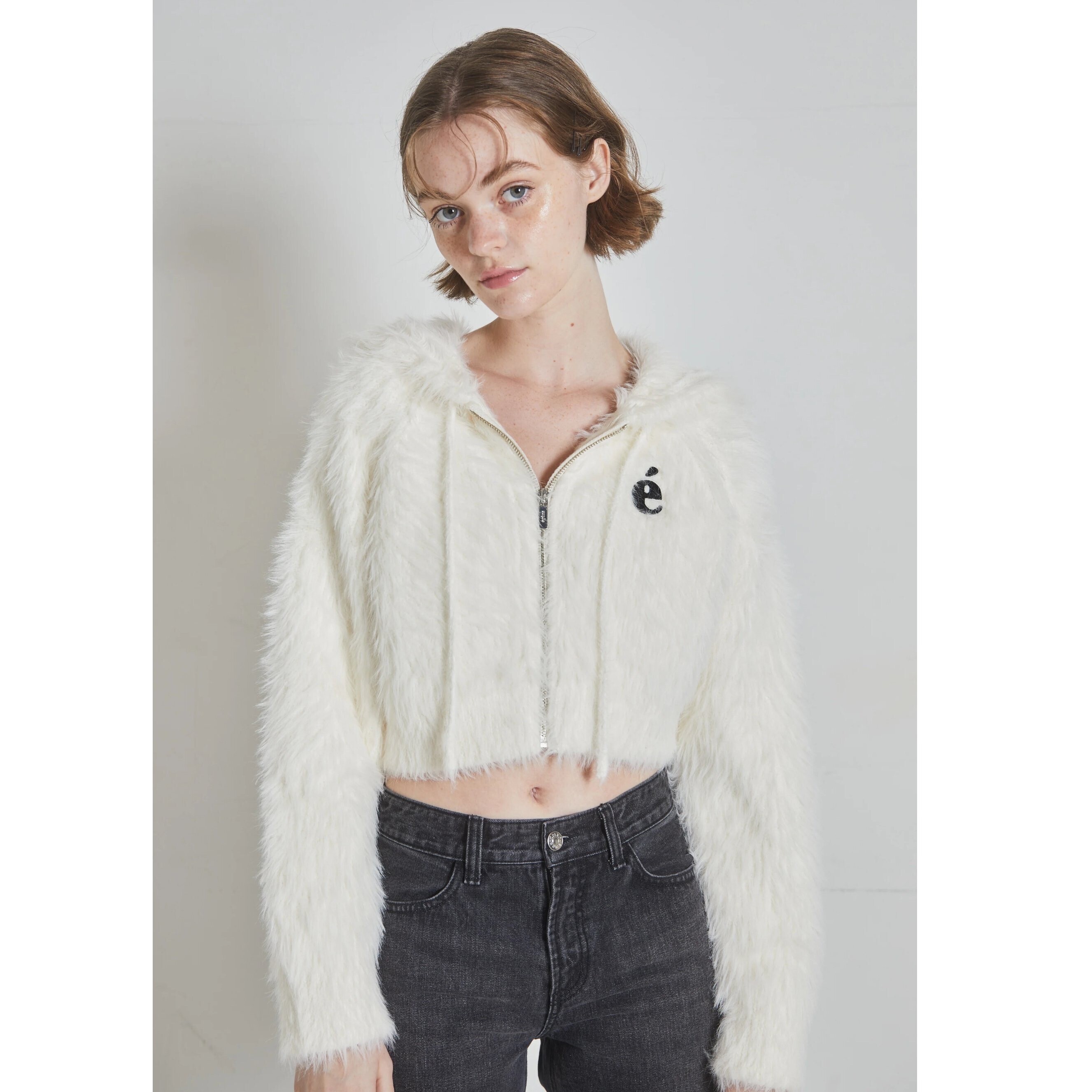 épine é shaggy knit zipper hoodie