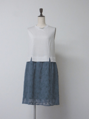 facette*30 刺繍シフォン切替ノースリOP　(FC50416S)