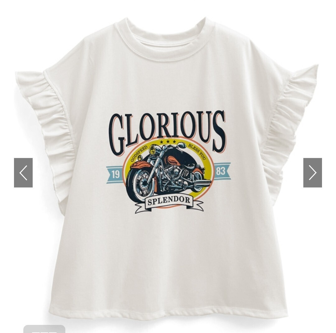 GRL 袖フリルプリントTシャツ