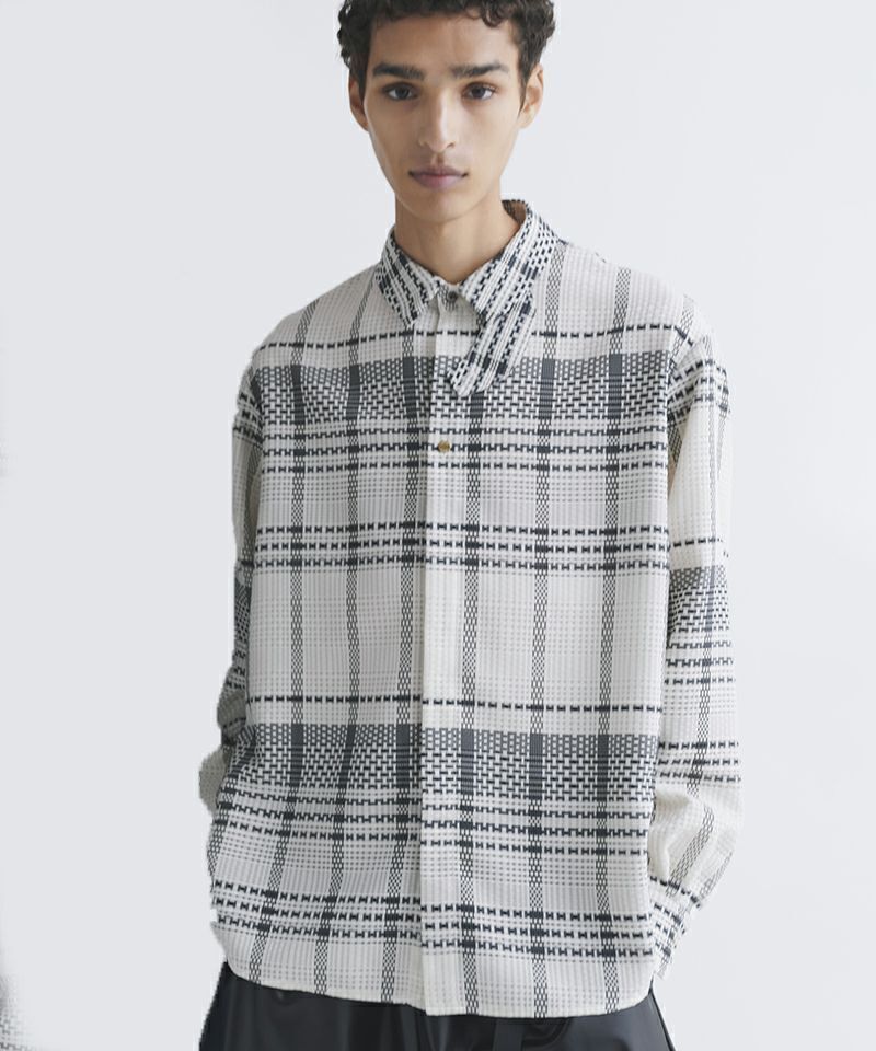 CULLNI Sheer Tile Check Chin Tab Shirt シャツ
