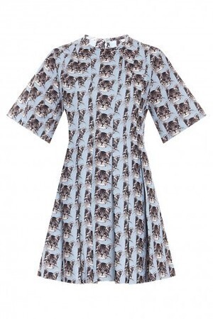 PAUL & JOE SISTER Pleated Ss Cat Print Dress