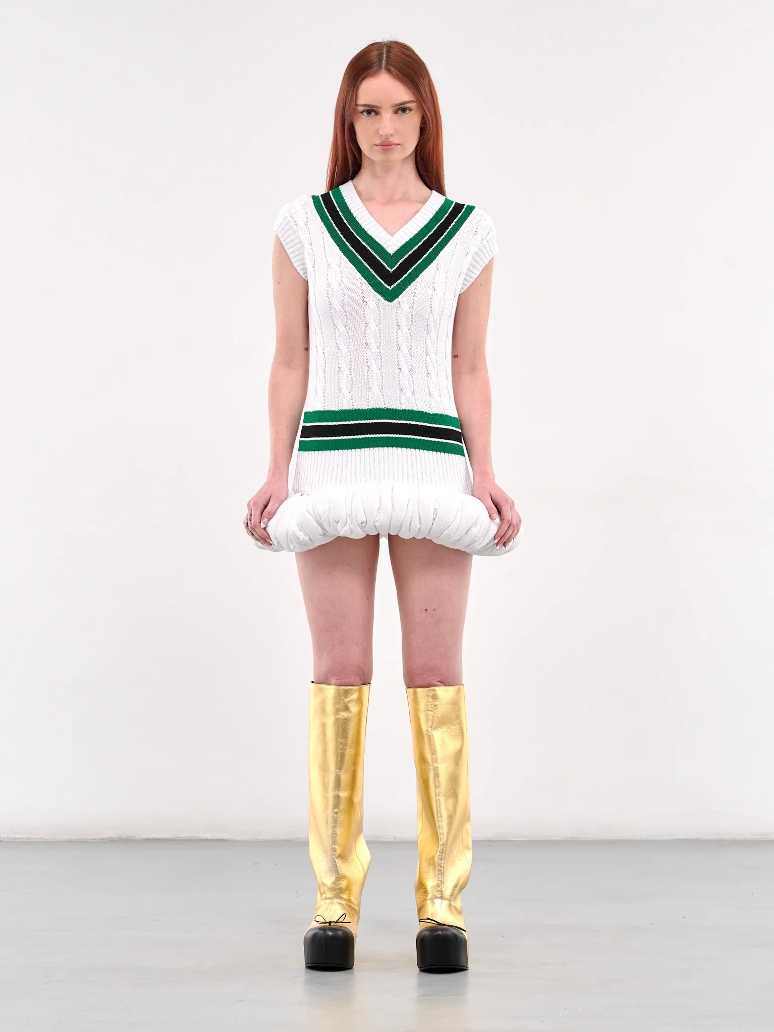 LAURA ANDRASCHKO Knit Tennis Bubble Dress