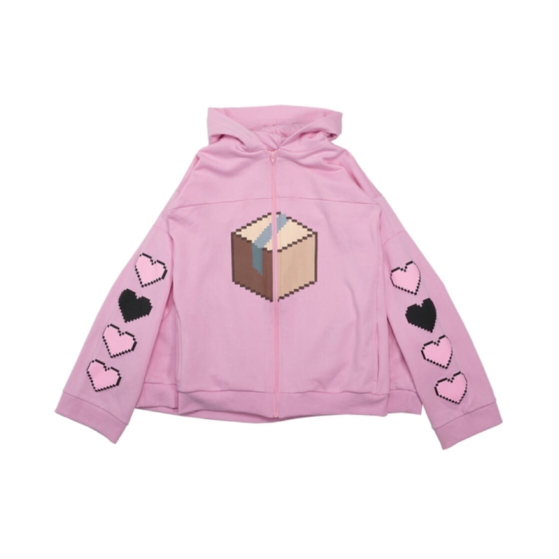 NATASHA ZINKO BOX ZIP HOODIE PINK