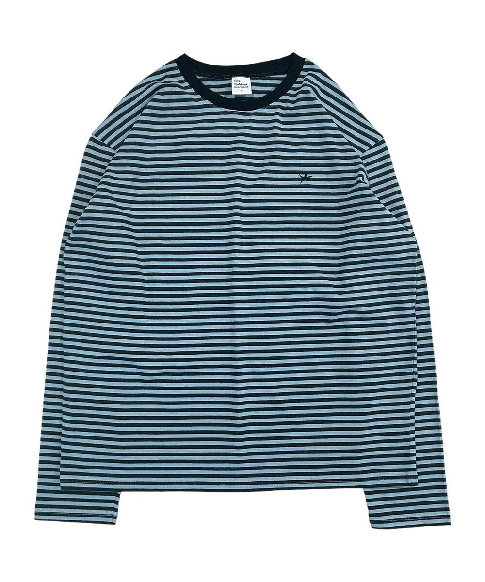 THE COLDEST MOMENT TCM mini logo stripe long sleeve (sky blue/charcoal)