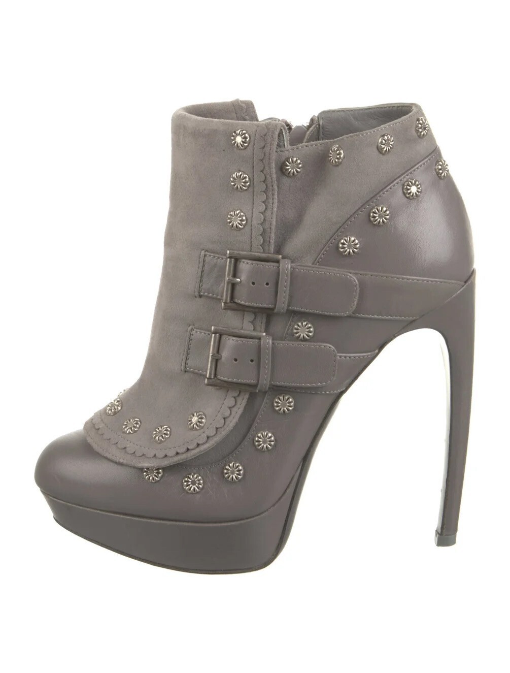 Alexander McQueen Leather Studded Accents Moto Boots