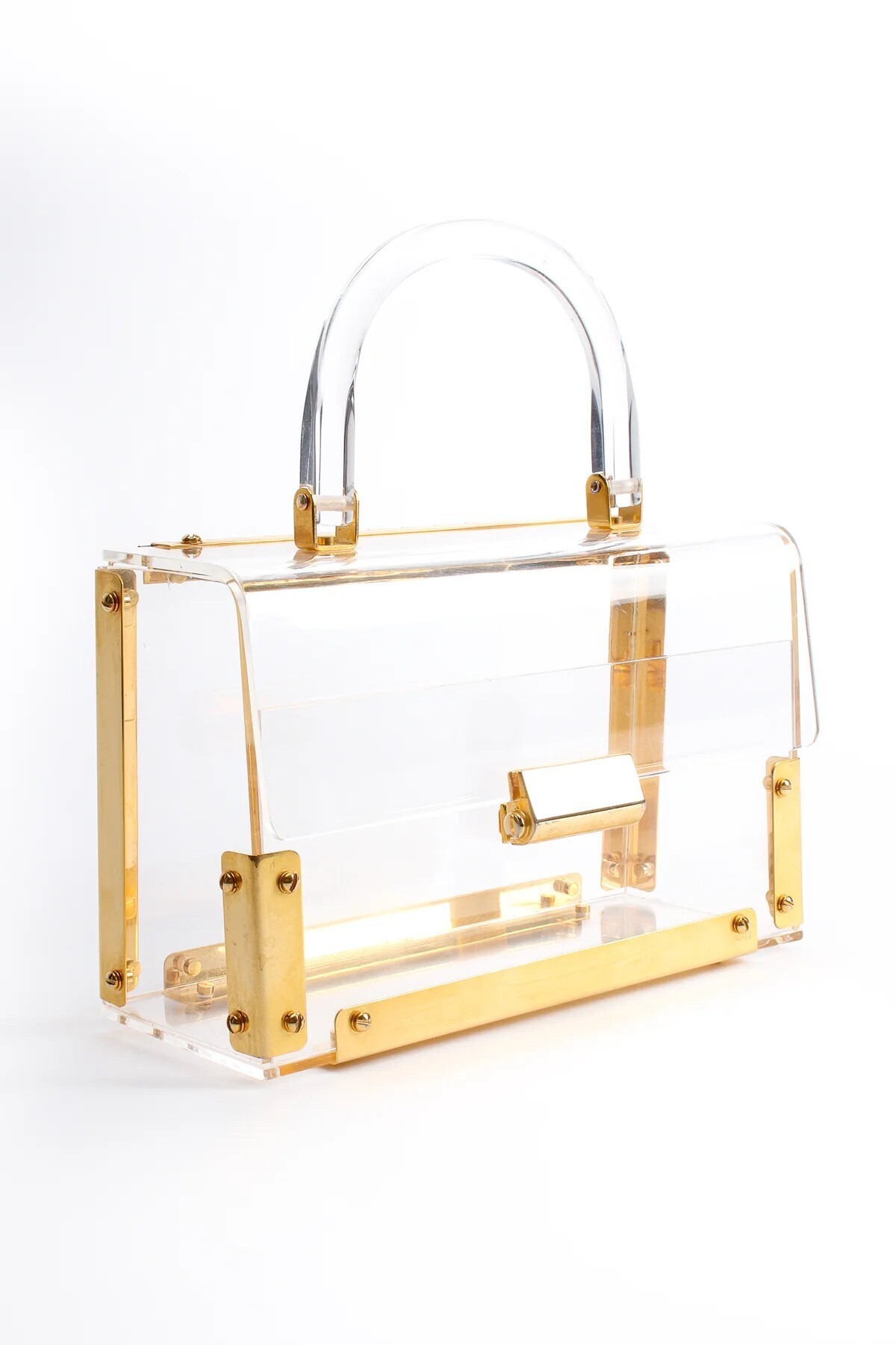 VINTAGE LUCITE FLAP BOX BAG
