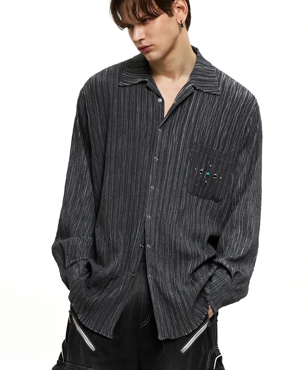 RSSC RIVET VERTICAL WRINKLE SHIRT - GRAY