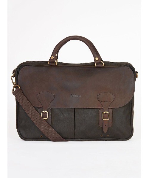 Barbour ワックス コットン レザー ブリーフケース