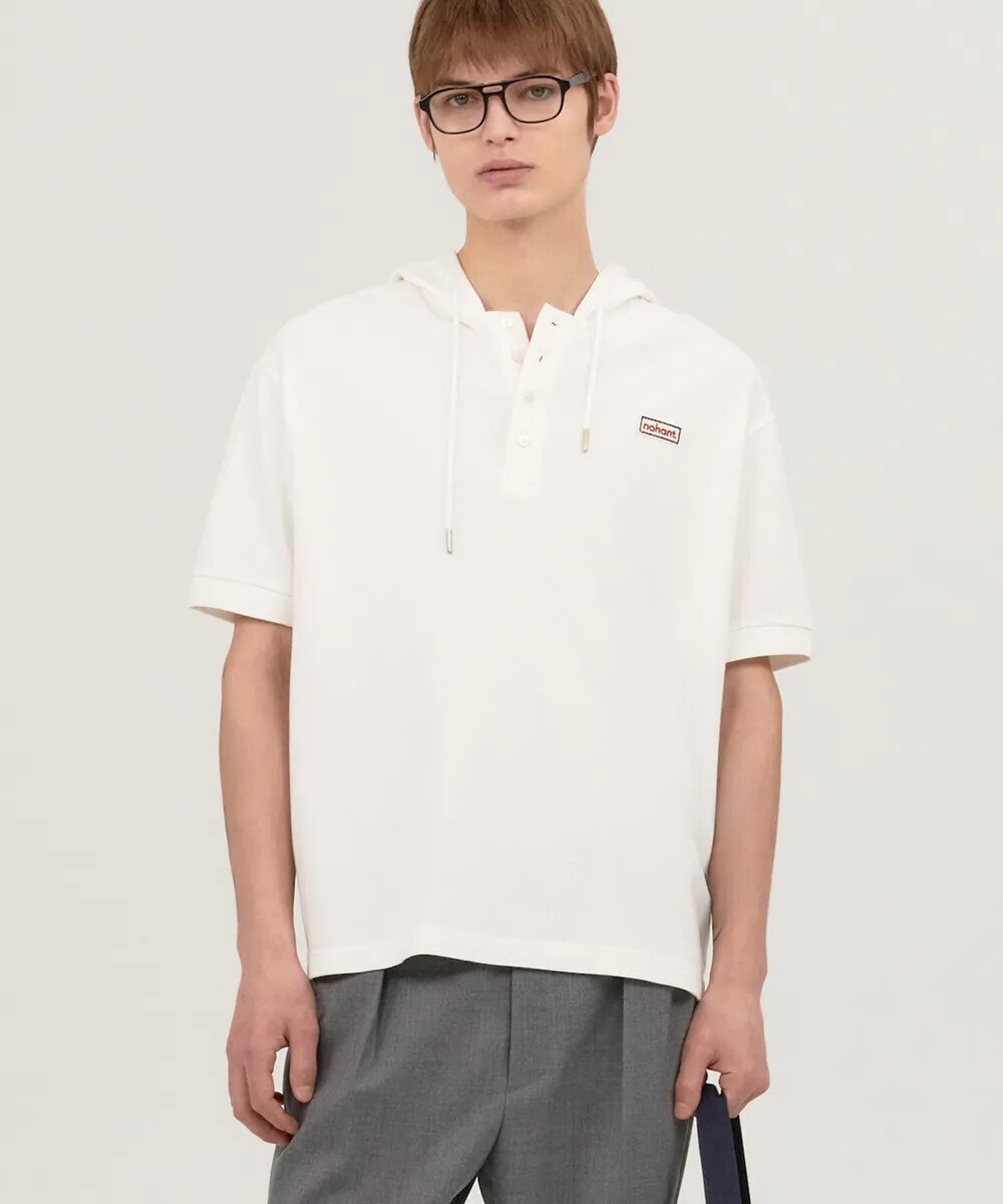 NOHANT PK SHORT SLEEVE HOODIE WHITE