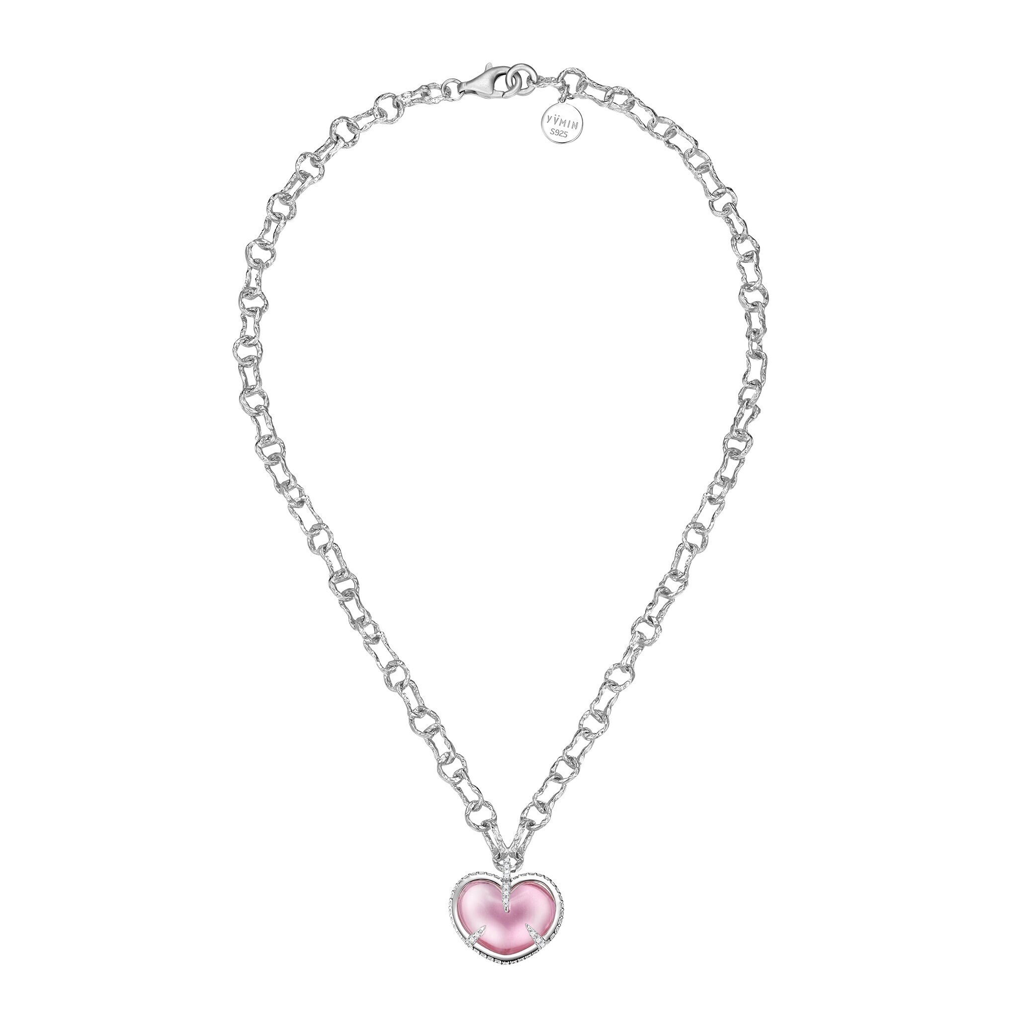 YVMIN ElectricGirl / Crystal heart with texture chain Necklace