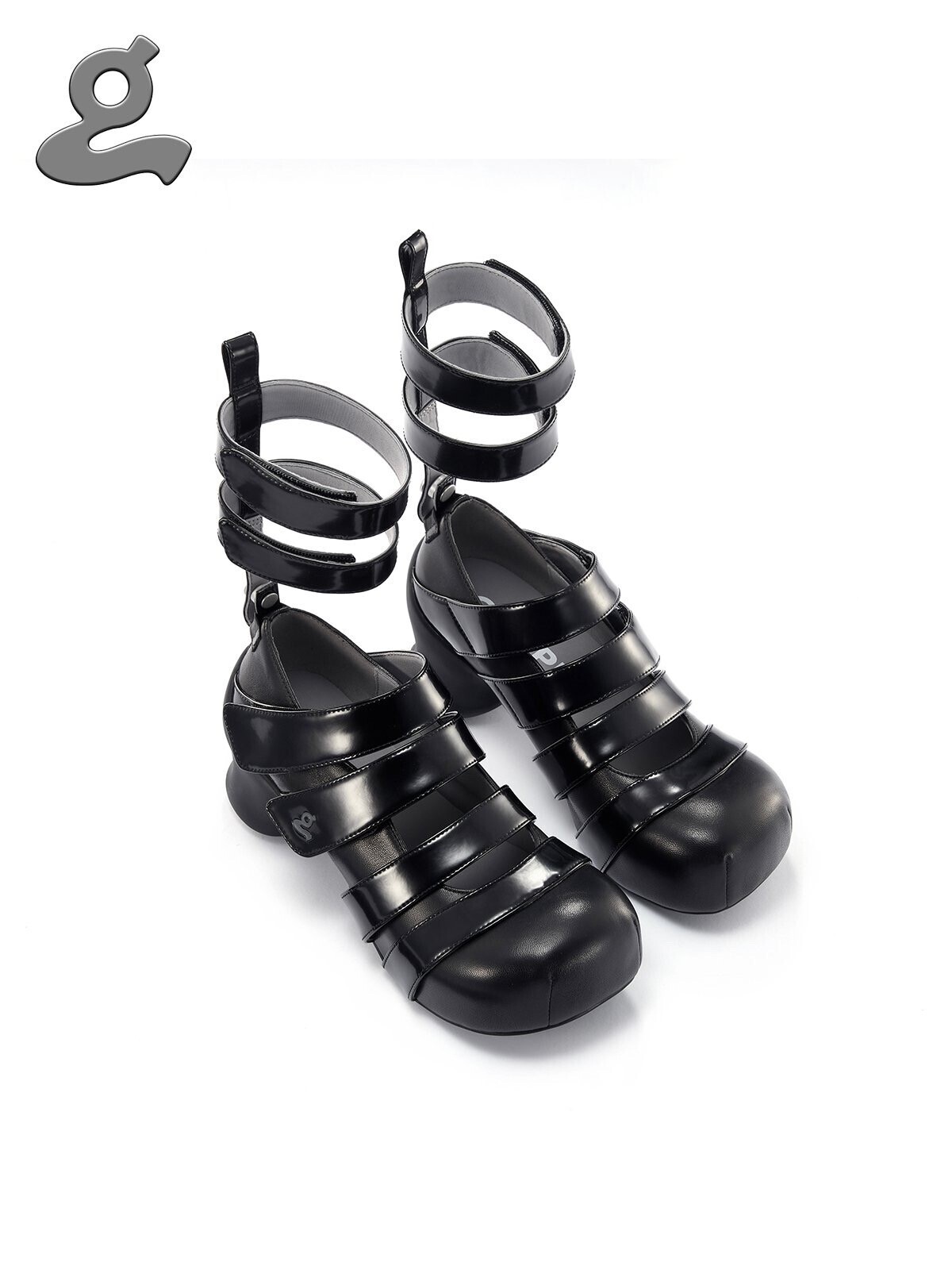 GRAPE BLACK VELCRO PLATFORM SHOES