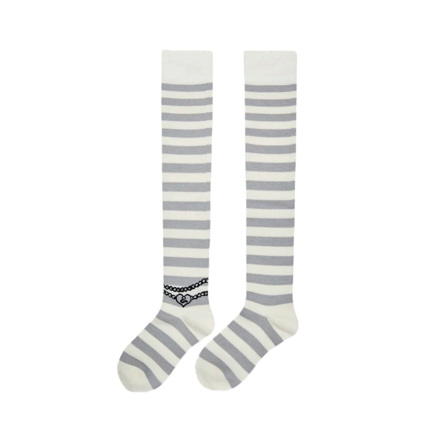 GRAPE Striped Knee High Socks Grey