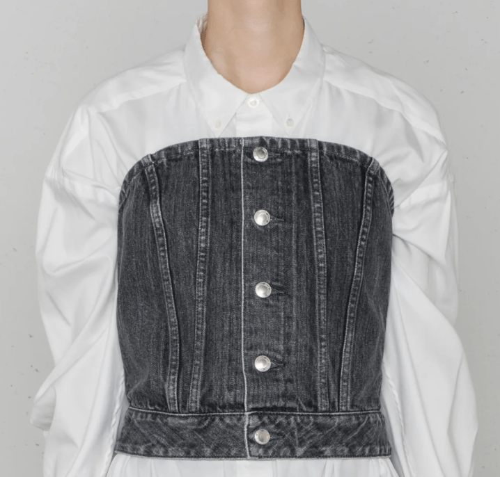 HYKE DENIM STRAPLESS TOP