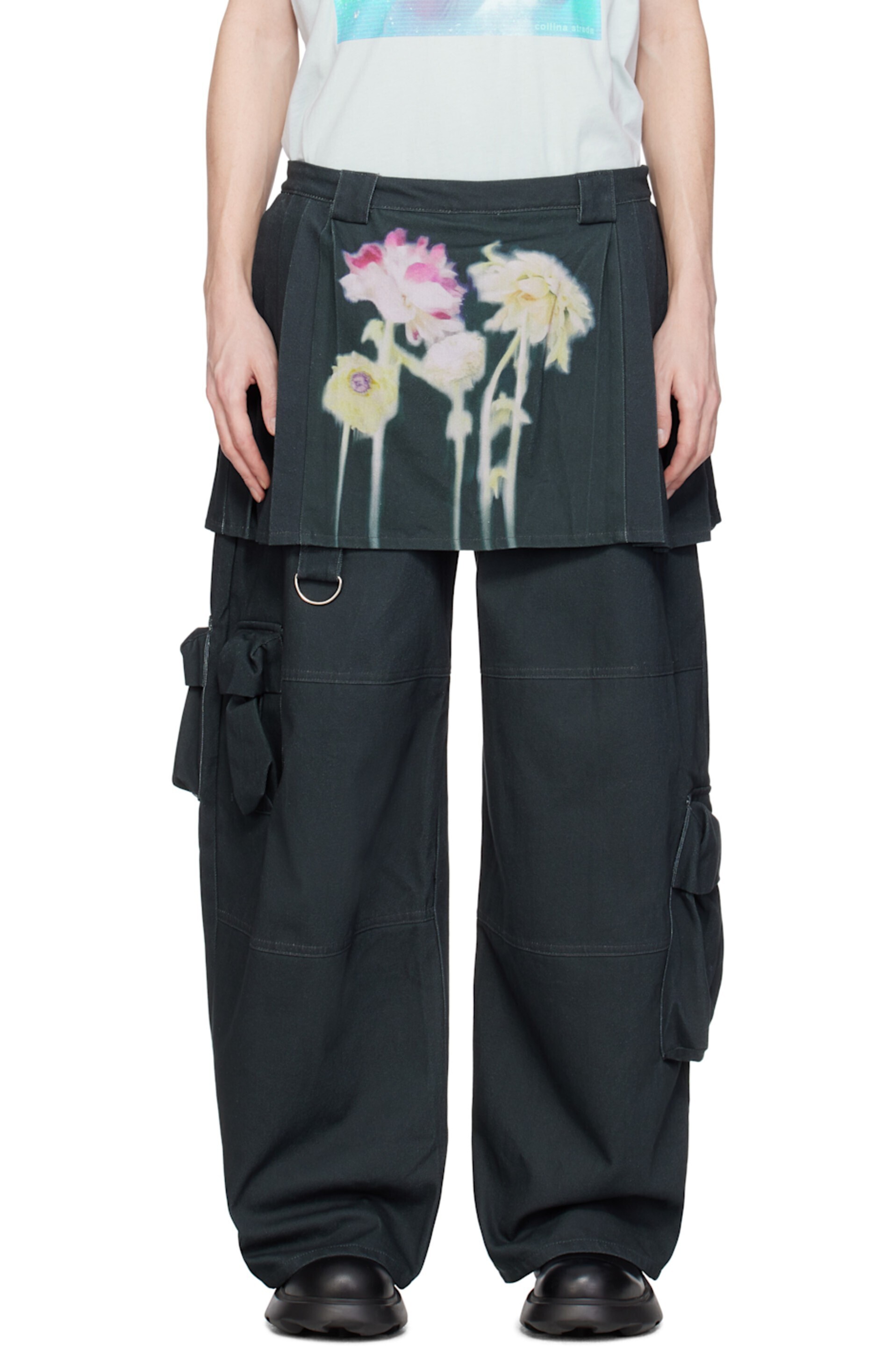 COLLINA STRADA ブラック Lawn Skirt カーゴパンツ