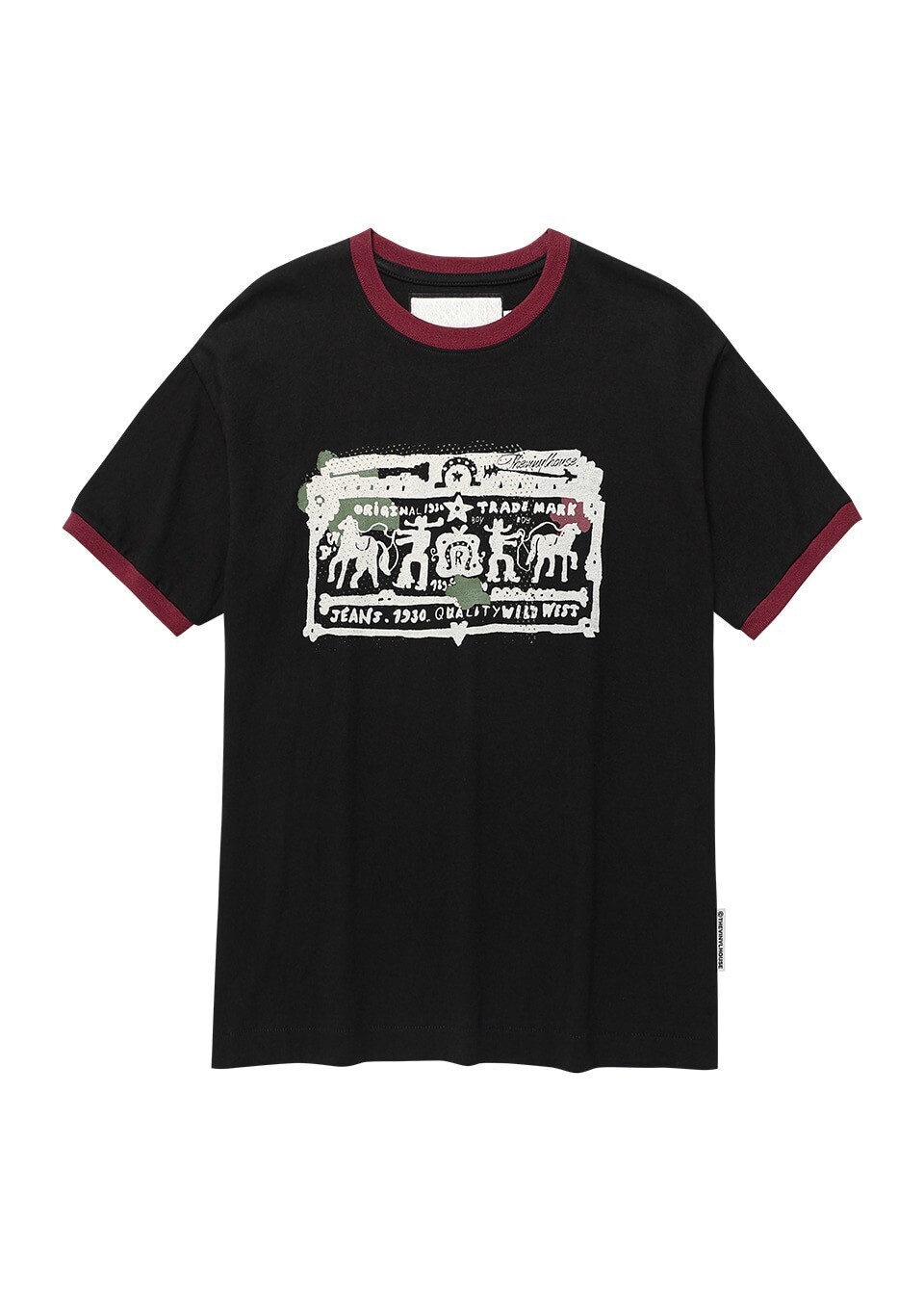 THEVINYLHOUSE COWBOY PICTOGRAM RINGER TEE BLACK