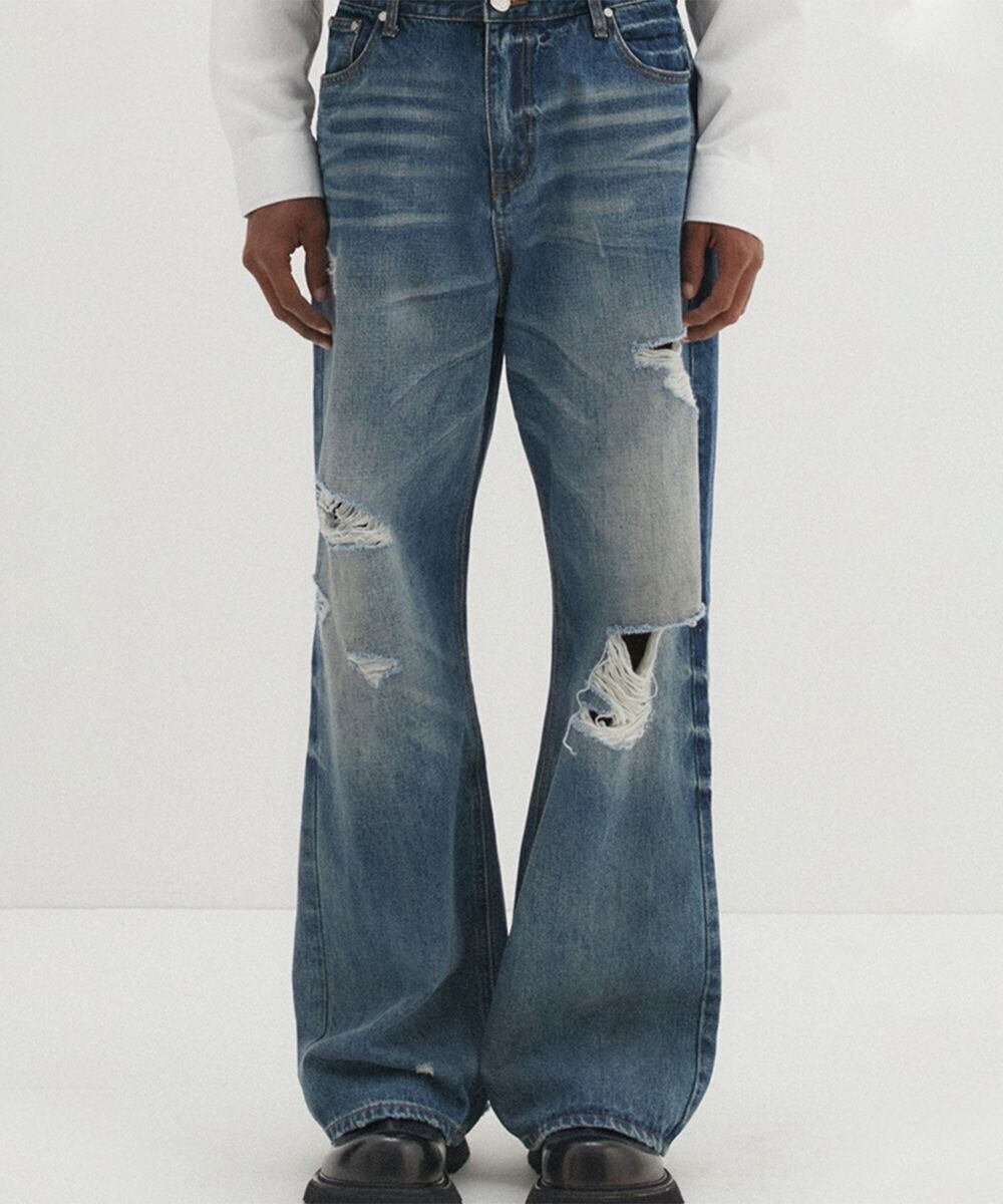 DNSR Heritage Destroyed Denim Pants Blue