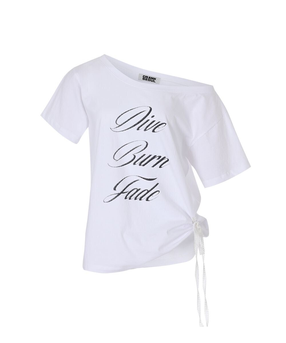 CRANK Lace String Off Shoulder Top_White
