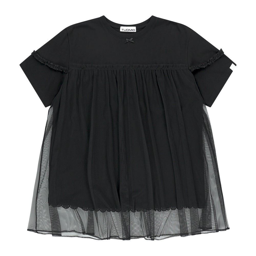 TUOMIO メッシュレイヤードレースTシャツ [BLACK]