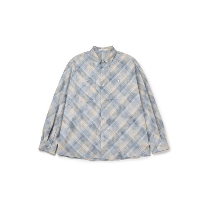 INSTANTFUNK logo check shirt blue