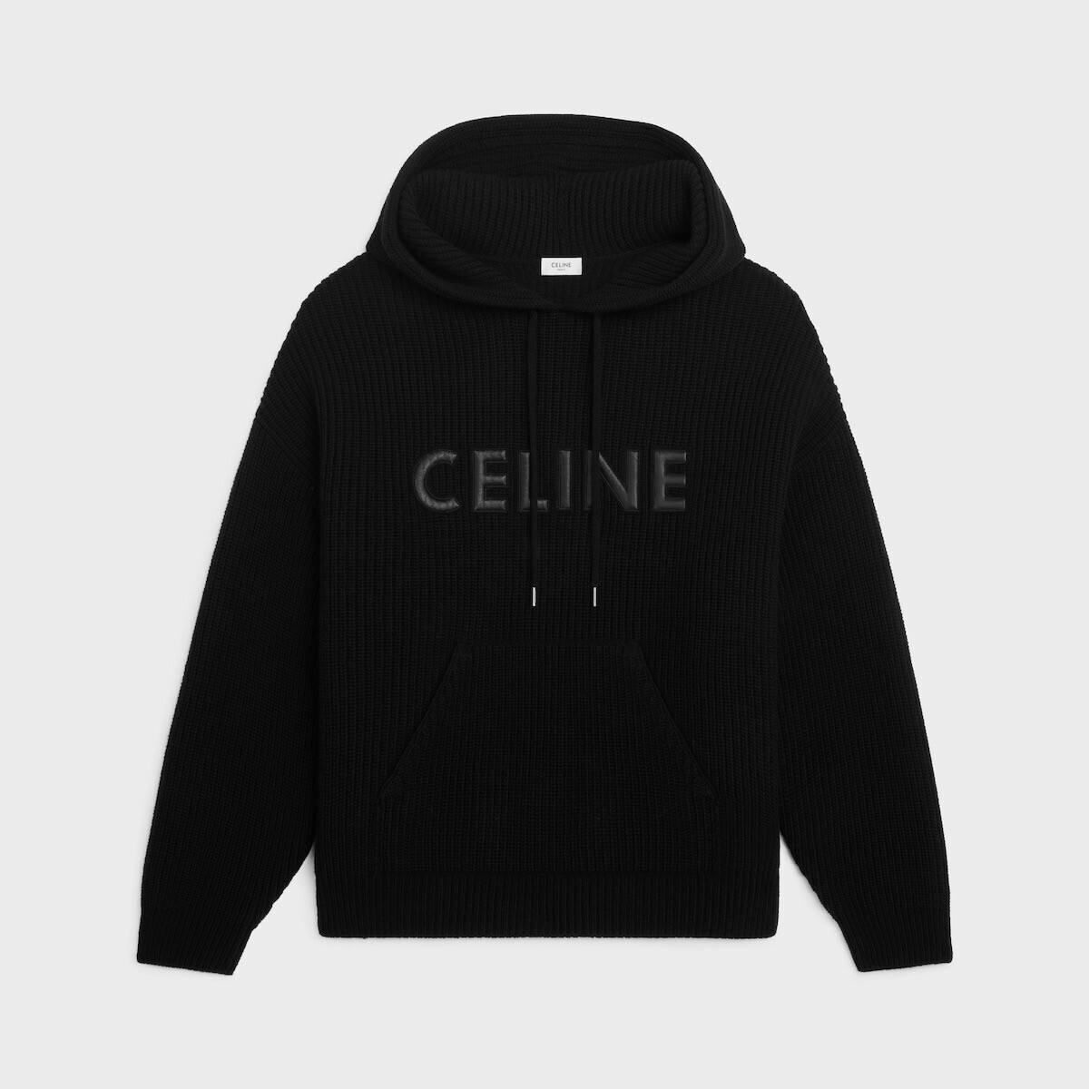 CELINE CELINE HOODED SWEATER IN MONOCHROMIC WOOL