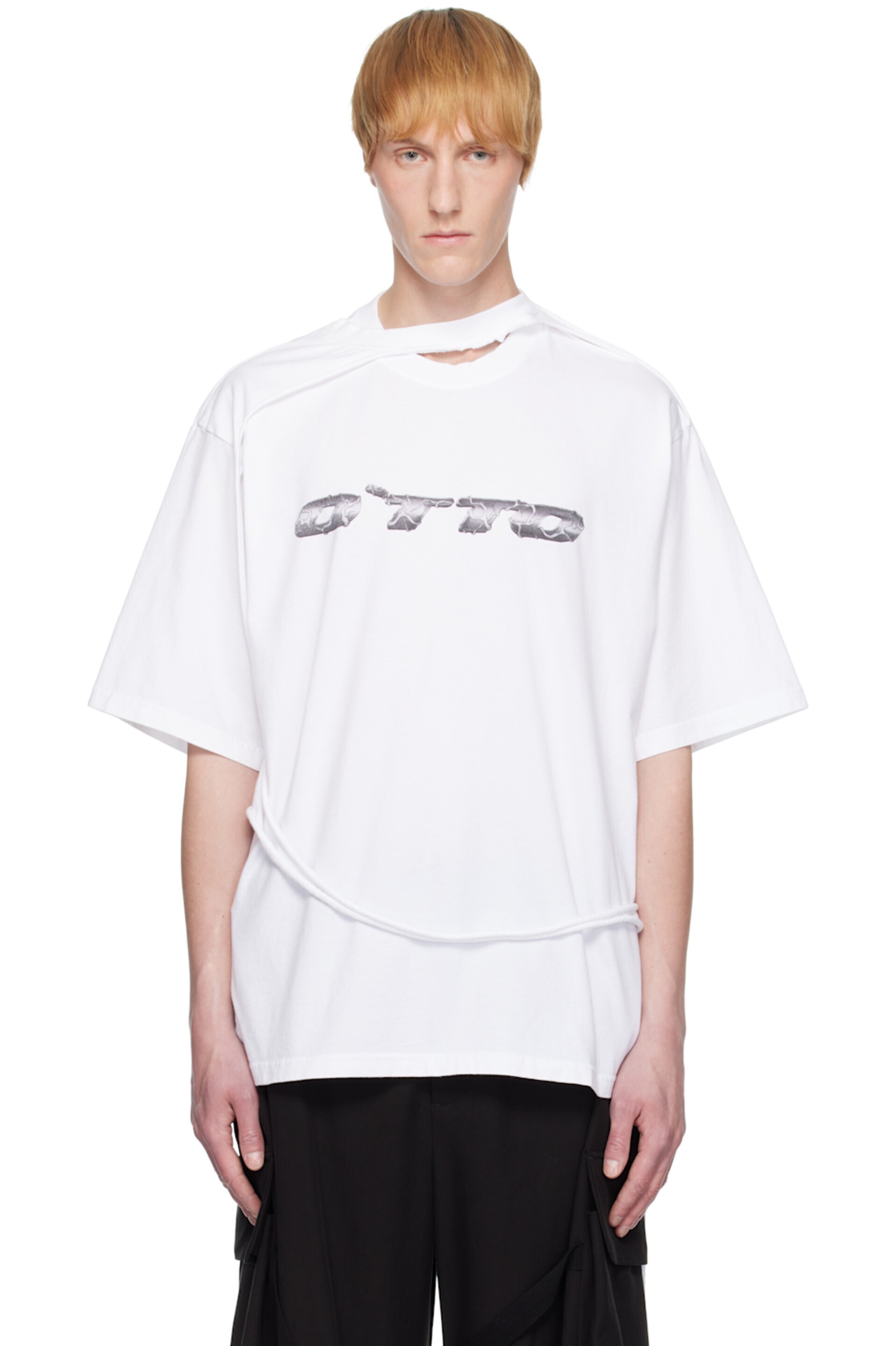 OTTOLINGER ホワイト オーバーサイズ フラップ Tシャツ