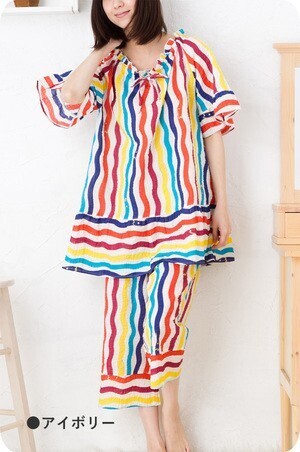 tsumori chisato SLEEP 60ローンリップルptウェーブストライプ　パジャマ