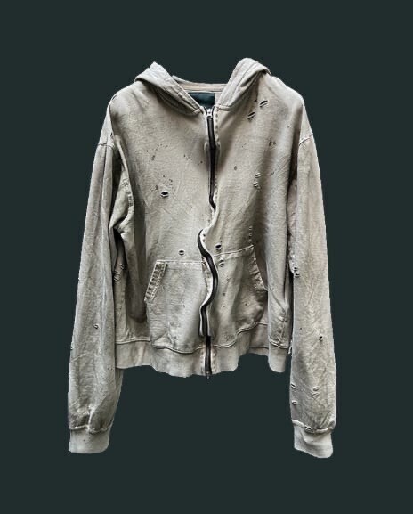 UNDERMYCAR VINTAGE WAVING ZIP SLIM FIT ZIPPED HOODIE