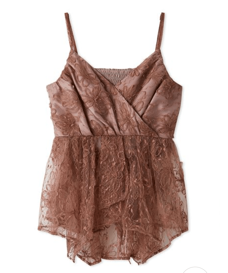 Lily Brown シアーチュールペプラムキャミトップス