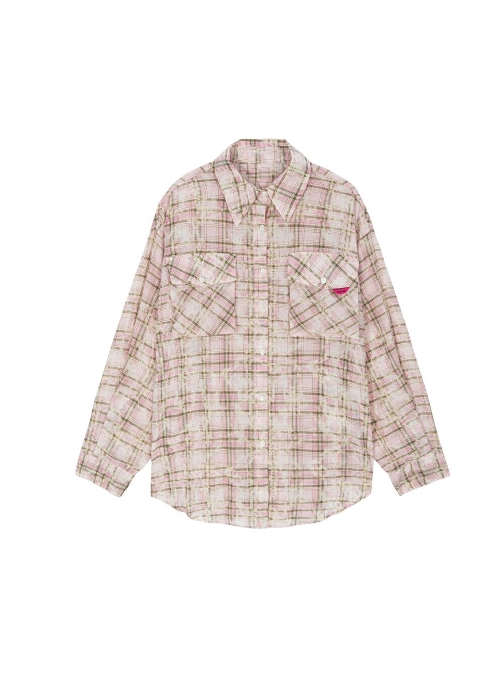 ASIF CALIE NEW DIRTYWASHING OVERFIT CHECK SHIRT PINK