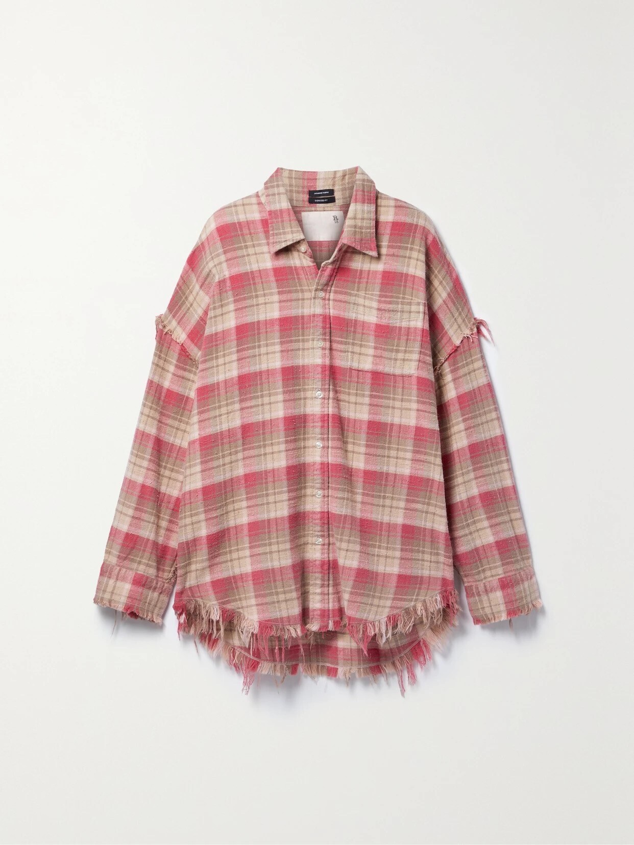 R13 Frayed Checked Cotton-flannel Shirt In Red