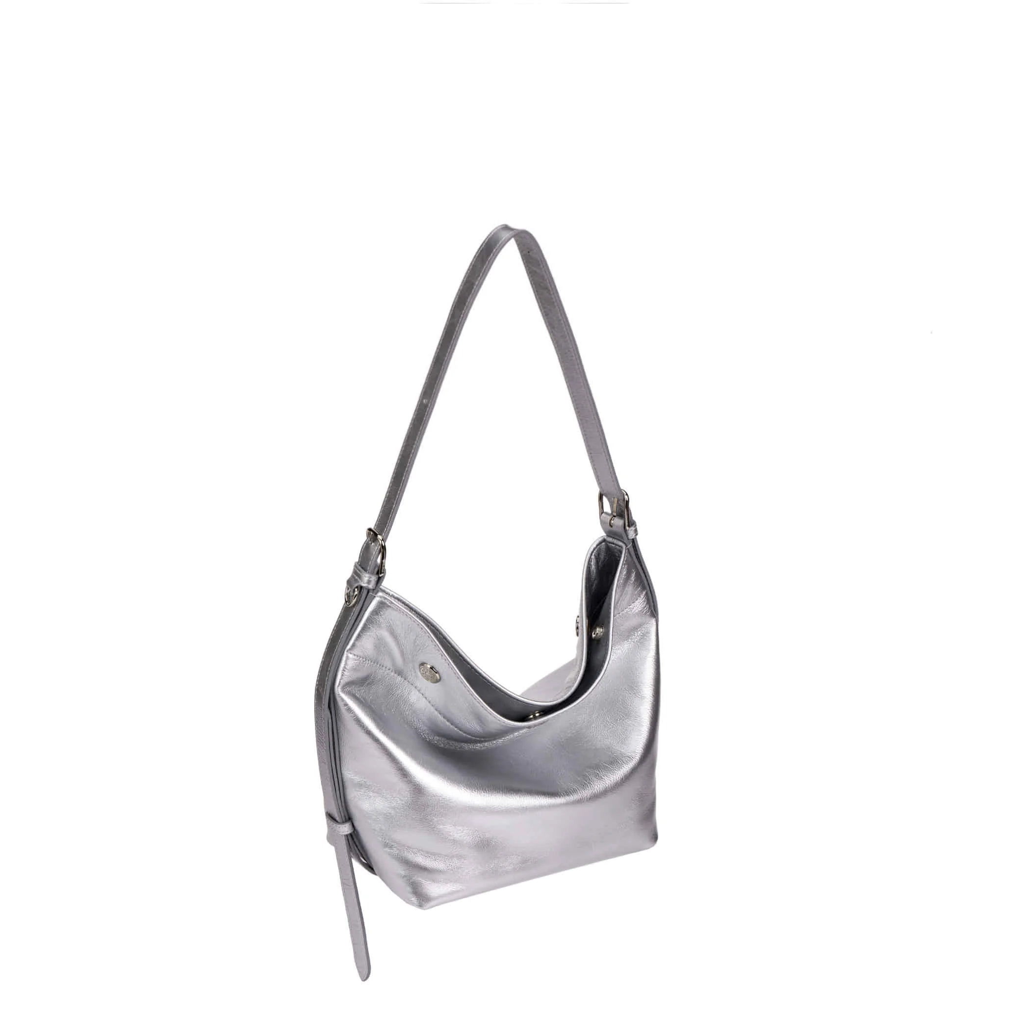 vunque Perfec Button Up Soft Hobo Piccolo Silver