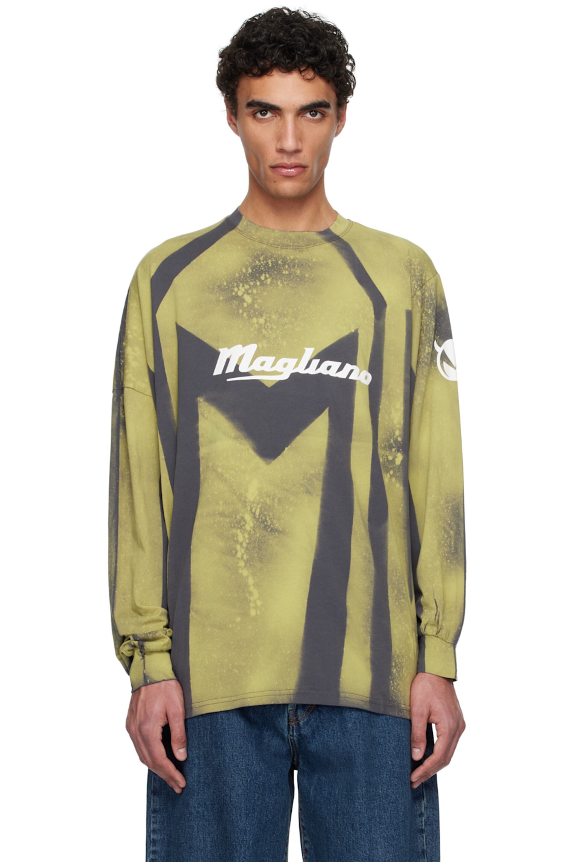 MAGLIANO グリーン&グレー Phantom ツイスト 長袖Tシャツ