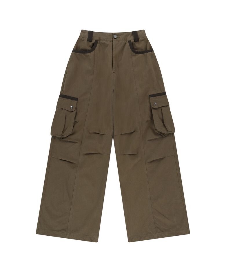 AAKAM Knee Pin-tuck Contrast Cargo Pants