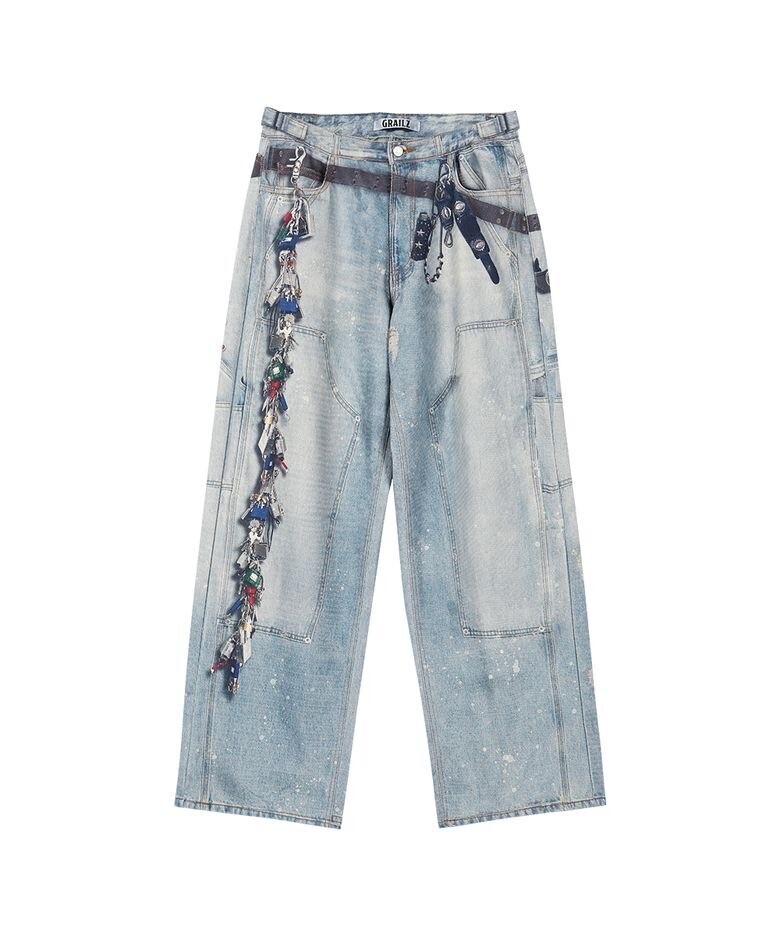 GRAILZ KEY CHAIN ILLUSION DENIM PANTS