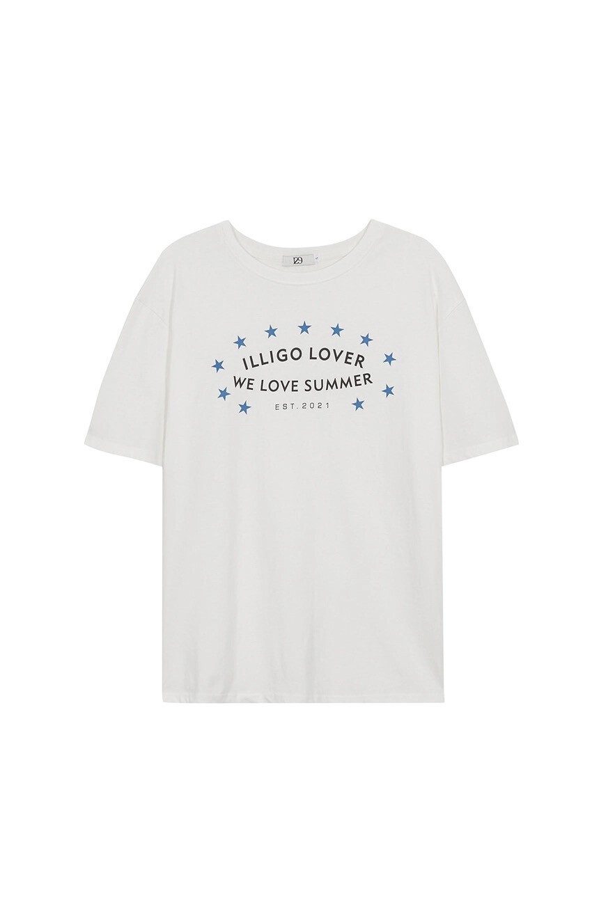 ILLIGO Starring Oversized Fit T-shirt White (Blue)