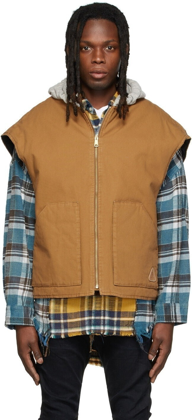 R13 Tan Oversized Workwear Vest
