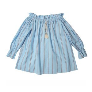 STYLENANDA ストライプ柄タッセルオフショルブラウス