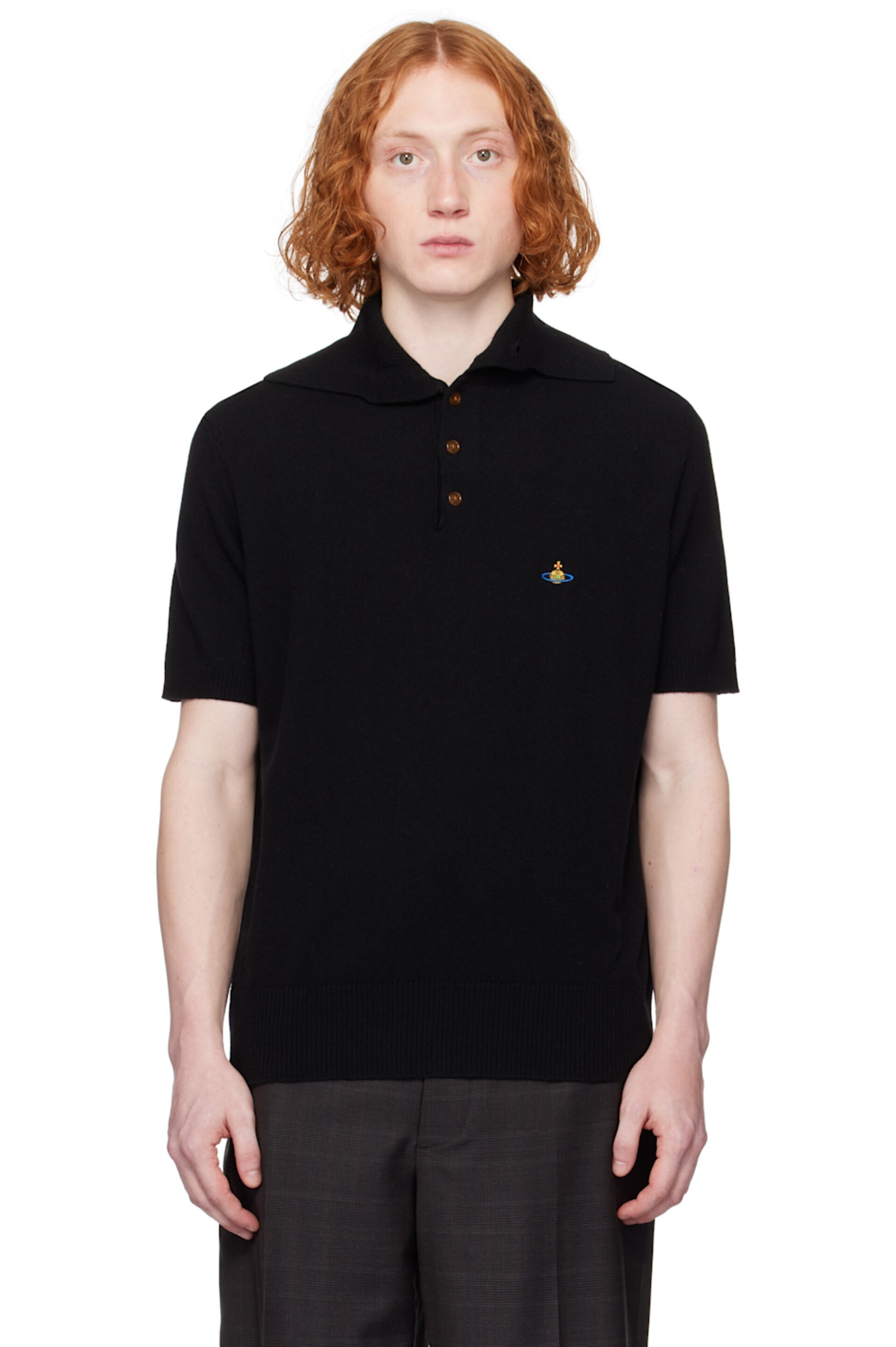 Vivienne Westwood ブラック Alex ニットポロシャツ