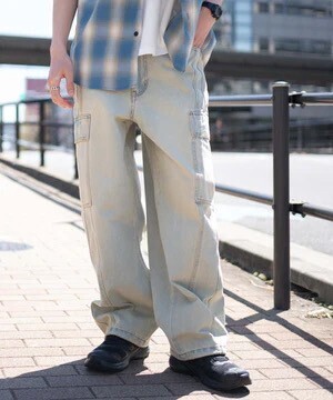 WEGO イージー3Dバレルレッグデニムカーゴパンツ