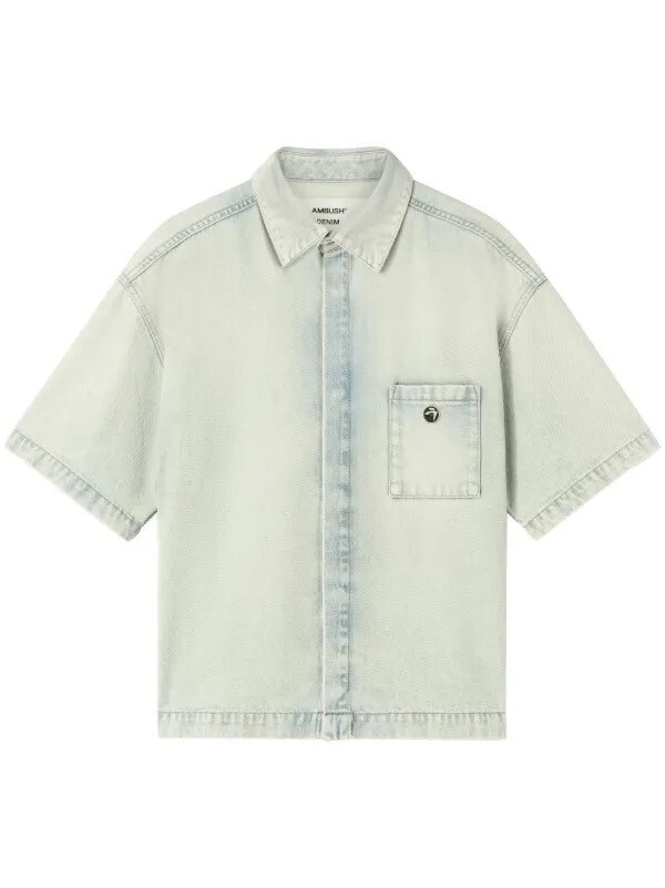 AMBUSH logo-appliqué denim shirt