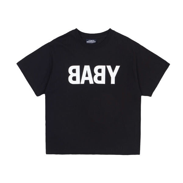 TOM'S BIRTHDAY ベイビーロゴハーフTシャツ BLACK
