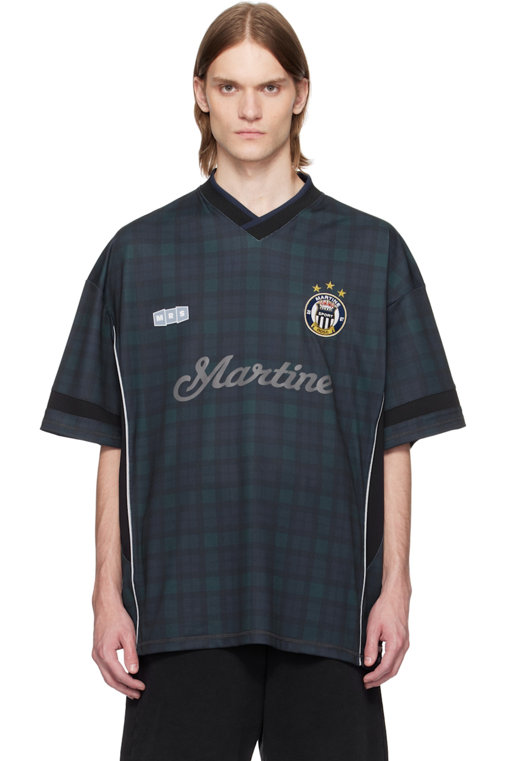 MARTINE ROSE ネイビー＆ブラック Football ジャージ トップス
