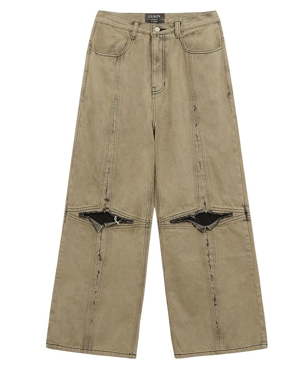 ULKIN [Runway] Cross Low Edge Denim Pants_Dusty Yellow